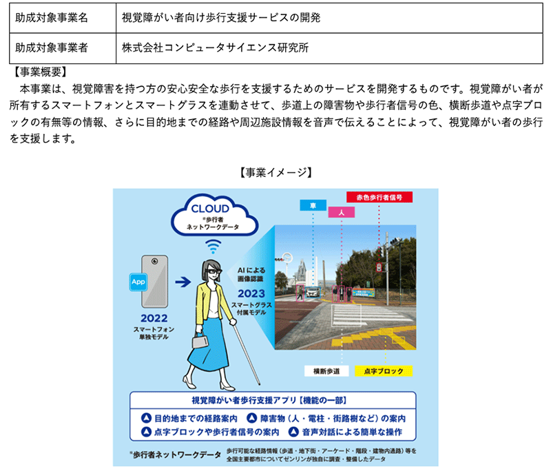 国立研究開発法人情報通信研究機構（NICT）の令和4年度「情報バリアフリー通信・放送役務提供・開発推進助成金」の助成対象事業に採択されました。